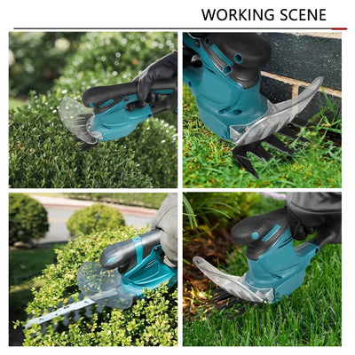 2 IN 1 Electric Hedge Trimmer Cordless Handheld Rechargeable Garden Bush Scissors Power Tools For Makita/WOBERICH 18V Battery