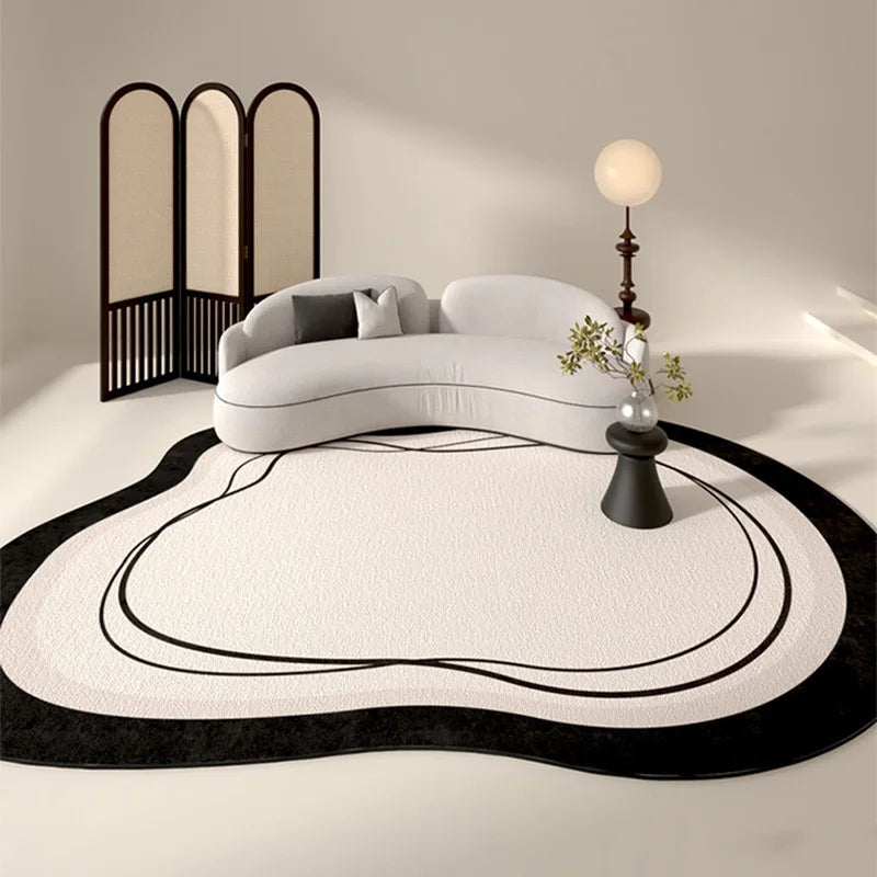 VIKAMA 1PC Cream Style Imitation Cashmere Carpet Special-Shaped Plush Bedroom Bed Blanket Living Room Sofa Soiled Floor Mat