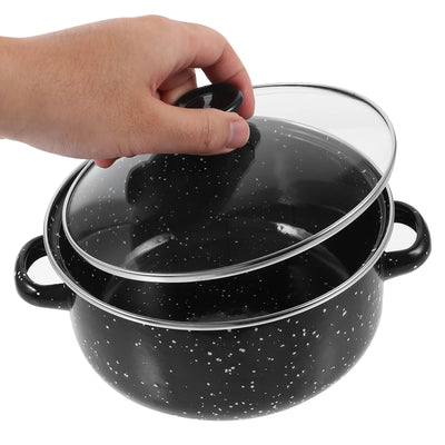 1 Set of Saucepan Stockpot Enamel Cooking Stock Pot with Lid Kitchen Cooking Cookware Saucepan with Handle Kitchen Stockpot