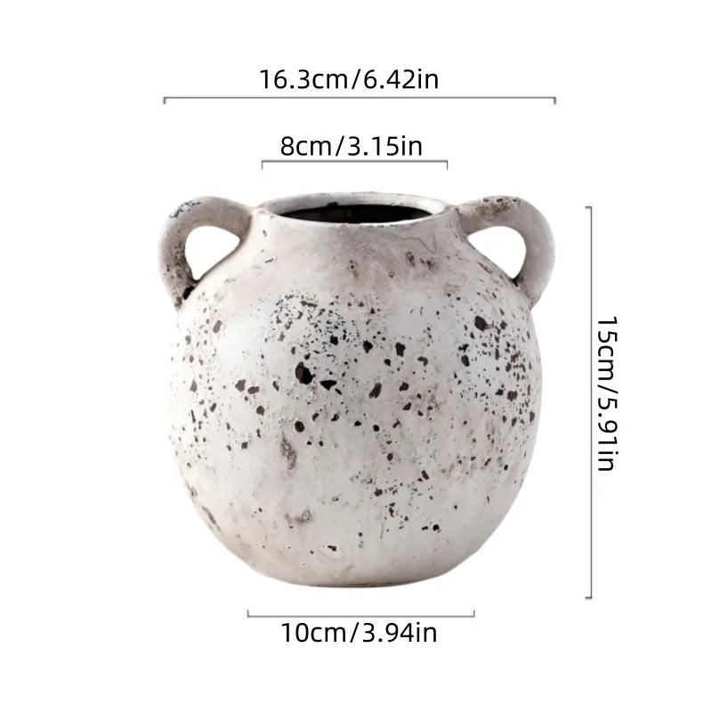 Vase For Dried Flowers With Handle Retro And Nostalgic Handmade Ceramic Vases For Decor Home Decoration Ceramics & Pottery