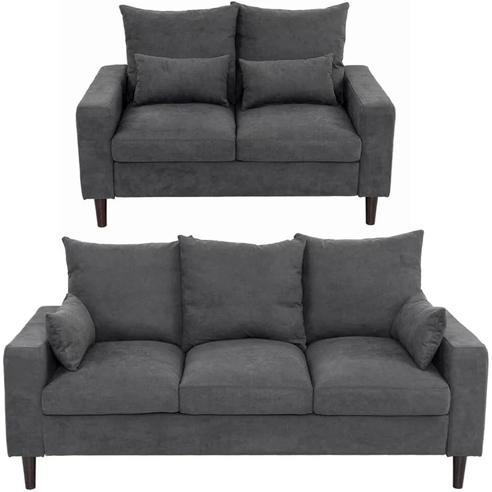 2 Seater & 3 Seater Fabric Corner Sofa Living Room Suite Set, Sofa Sets for Living Room,  Solid Iron Frame build Grey