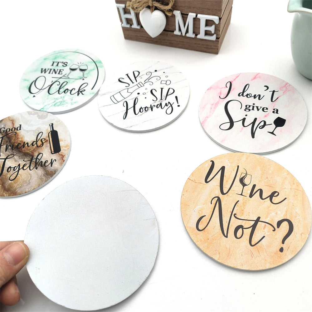 6pcs/Set Home Love Wooden Set Lnsulated Coasters Kitchen Tableware Anti Scald and Household Use Cup Trays Decor Accessories