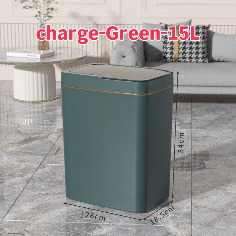 15L Smart Sensor Trash Can Garbage Bucket Waterproof Narrow Seam Automatic Trash Bin Wastebasket for Kitchen Toilet Bedroom