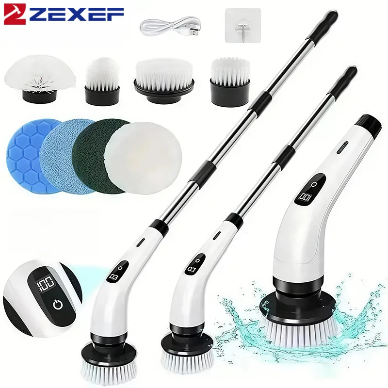 9 in 1 Electric Cleaning Brush Electric Spin Cleaning Scrubber Electric Cleaning Tools Parlour Kitchen Bathroom Cleaning Gadgets