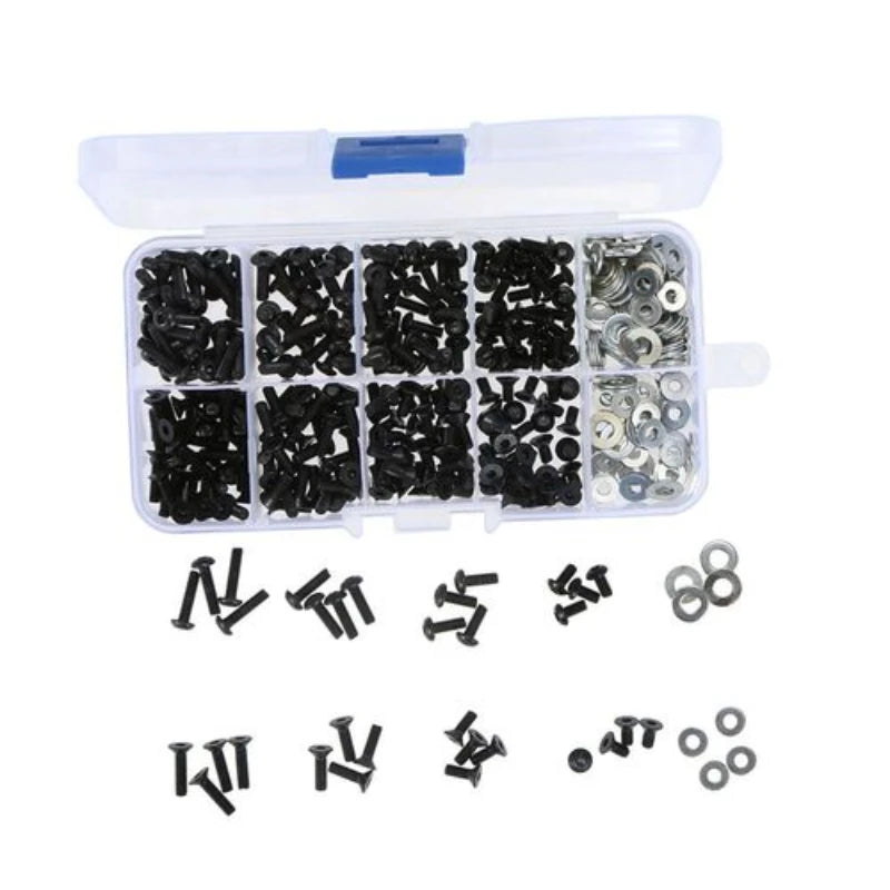 180Pcs M3*6/8/10/12 Carbon Steel Screws Box Set For hsp Parts 1/10 Remote Control RC Car Parts Keycap Set