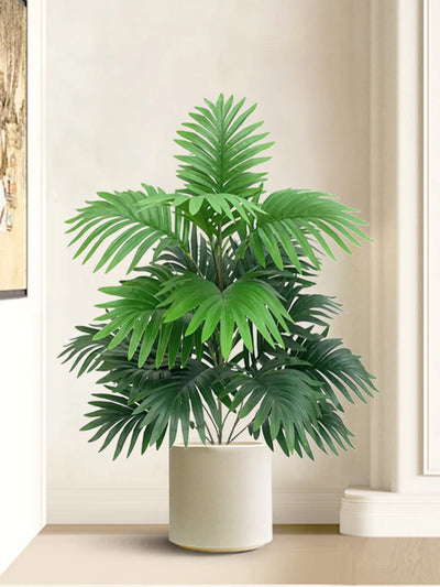 70-80cm Large Artificial Palm Tree Tropical Green Leaves Fake Plants Plastic Monstera Faux Tree Branch for Home Kitchen Decor