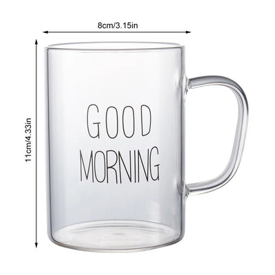 Creative Glass Coffee Tea Mug Drinks Cute Letter Dessert Breakfast Milk Cup Glass Mugs Handle Drinkware with Handle 400ML