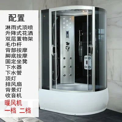 Integrated shower room with surfing integrated enclosed bathroom, sauna, soaking tub, dry wet separation shower room