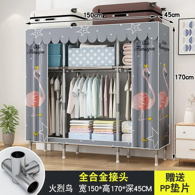 Simple Steel Frame Wardrobe  Easy Assembly, NonWoven Fabric Closet, Durable Storage Solution, Bedroom Organization