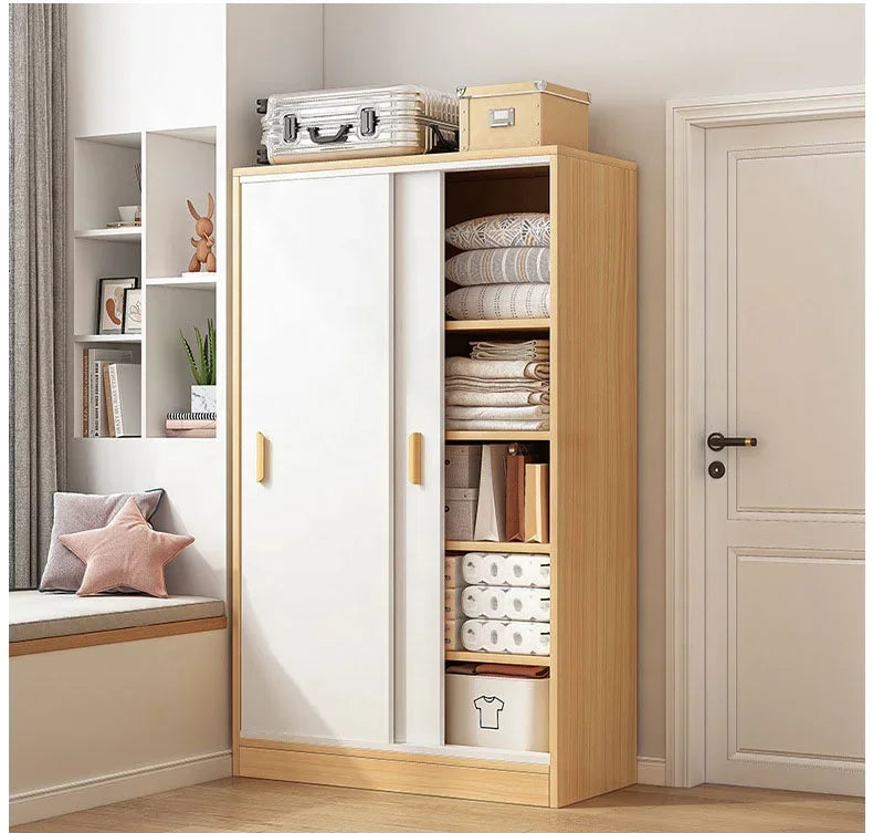 Small Wardrobe with Sliding Door,Bedroom Storage Cabinet, Simple Modern Style Closet, for Household Bedroom