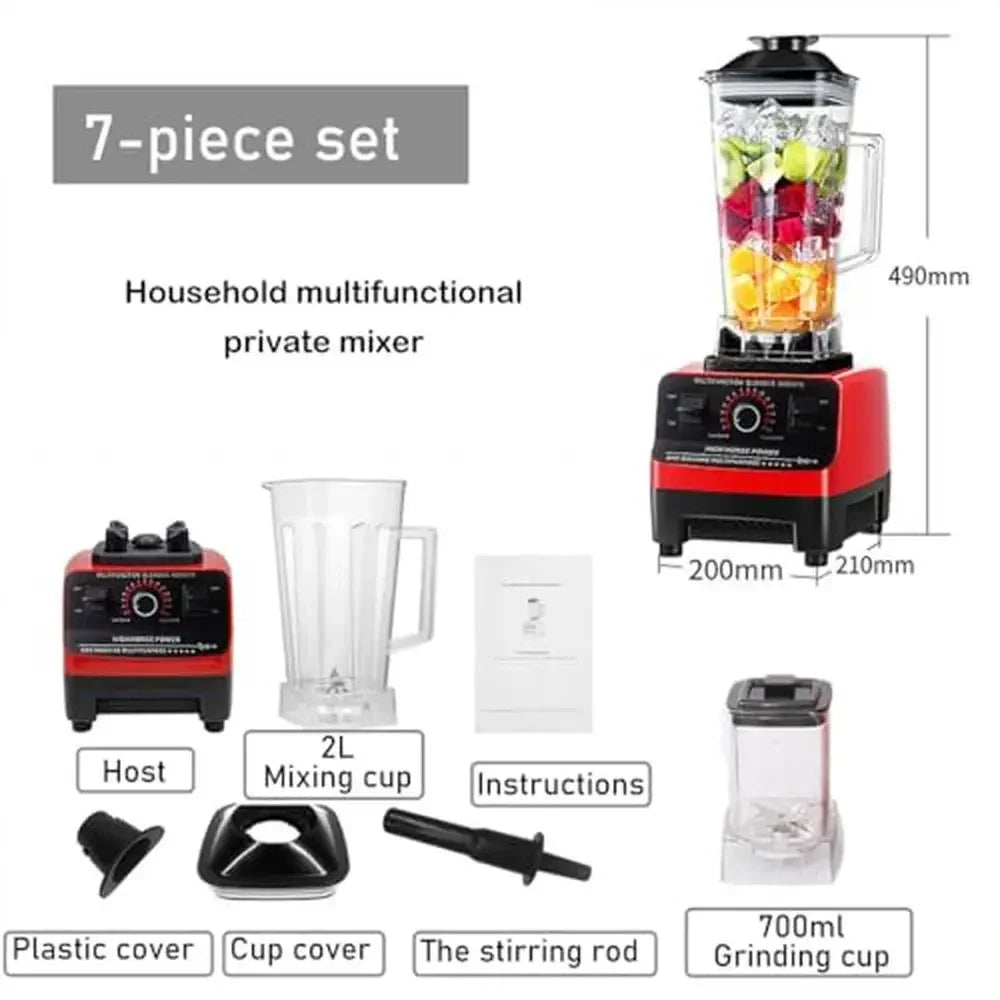 Powerful 1500W Blender 2 in 1 Professional Countertop Processor Smoothies Shakes Ice Commercial Grade 70oz Capacity Multi-Speed