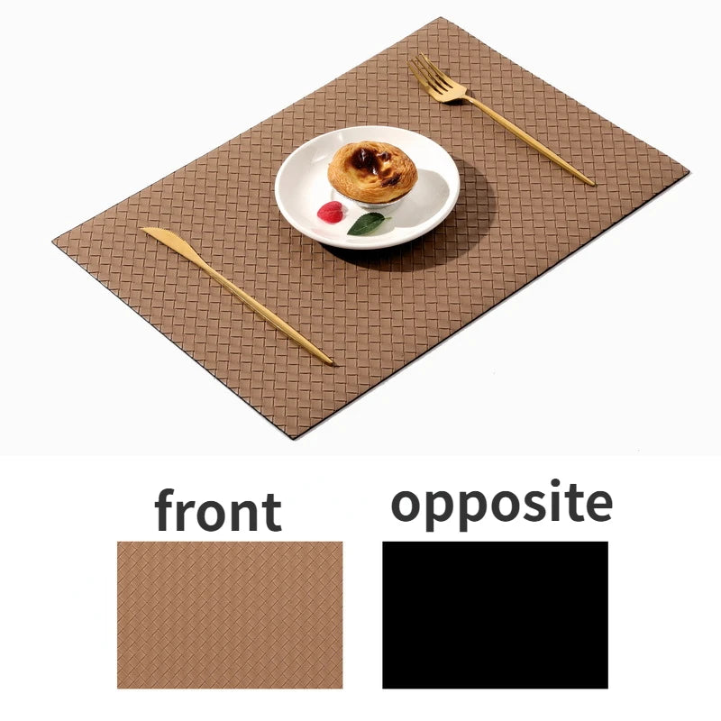 Woven Leather Dining Mat Hotel Home Table Mat Oil Resistant Anti Slip Insulation Mat Coasters Placemats  Kitchen Accessories