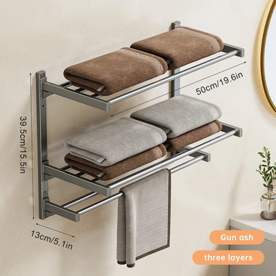 Suction towel rack bathroom free Confucius wall hanging single pole bathroom toilet towel storage rack hanging rod