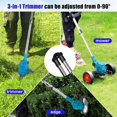 Electric Lawn Mower Cordless Handheld Grass Trimmer Length Adjustable Cutter Household Garden Tools For Makita 18V Battery