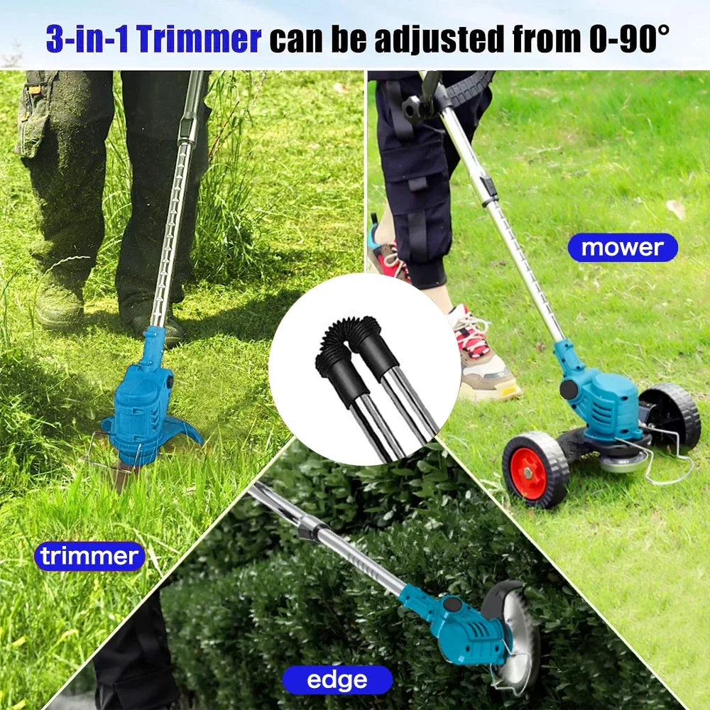 Electric Cordless Lawn Mower Garden Grass Weed Trimmer Length Adjustable Foldable Cutter Garden Tools For Makita 18V Battery