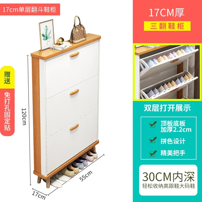 Ultra-Thin Shoe Cabinet Home Doorway Home Tilting Entrance Cabinet Shoe Rack