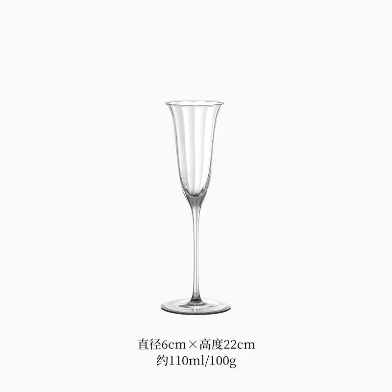 Nordic Retro Flower Wine Glasses Champagne Cup Set Crystal Goblet Glass Cocktail Glass Martini Cup Ribbed Pink Green Wine Glasse