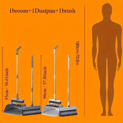 Thickened Vertical Broom Dustpan Floor Brush Set Indoor Non-Stick Hair Broom Long Handle Broom Dustpan Combination Set