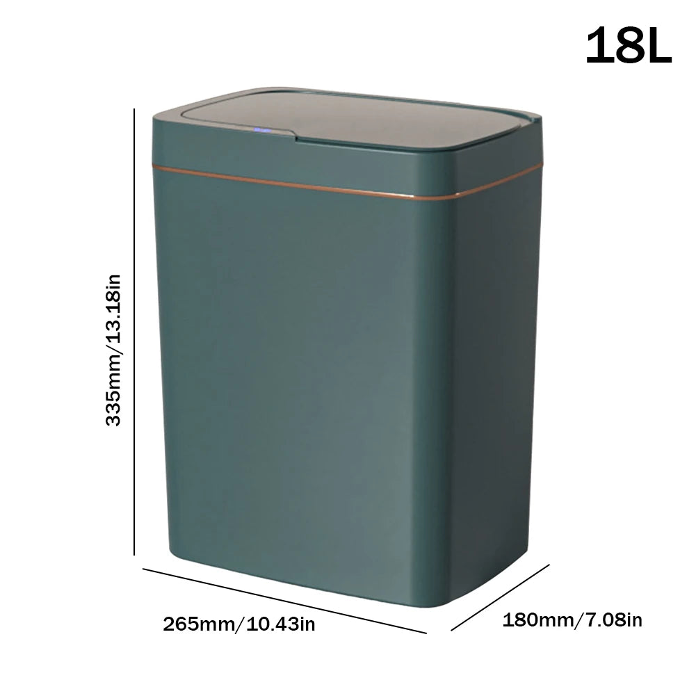 15/18L Automatic Trash Bin Quiet Intelligent Touchless Trash Can Rechargeable Electric Garbage Bin for Kitchen Bathroom Bedroom