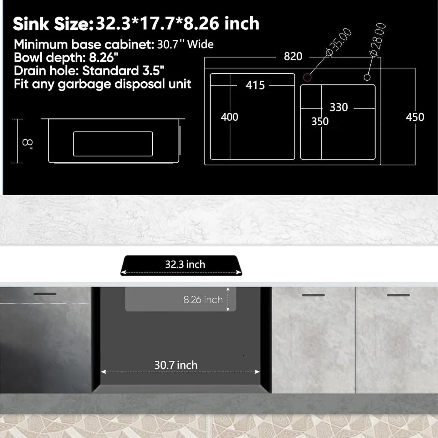 32" x 18" Drop-in/Topmount Double Bowl Kitchen Sink, Nano-Coated 304 Stainless Steel Kitchen Sink with Drain and Overflow