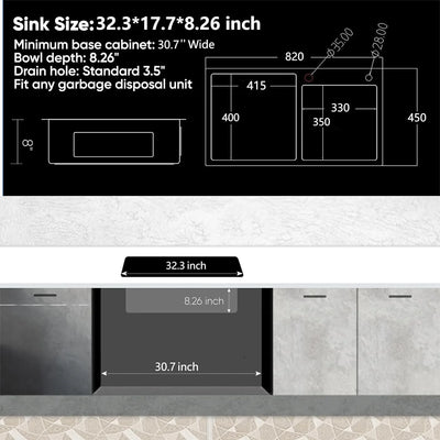 32" x 18" Drop-in/Topmount Double Bowl Kitchen Sink, Nano-Coated 304 Stainless Steel Kitchen Sink with Drain and Overflow