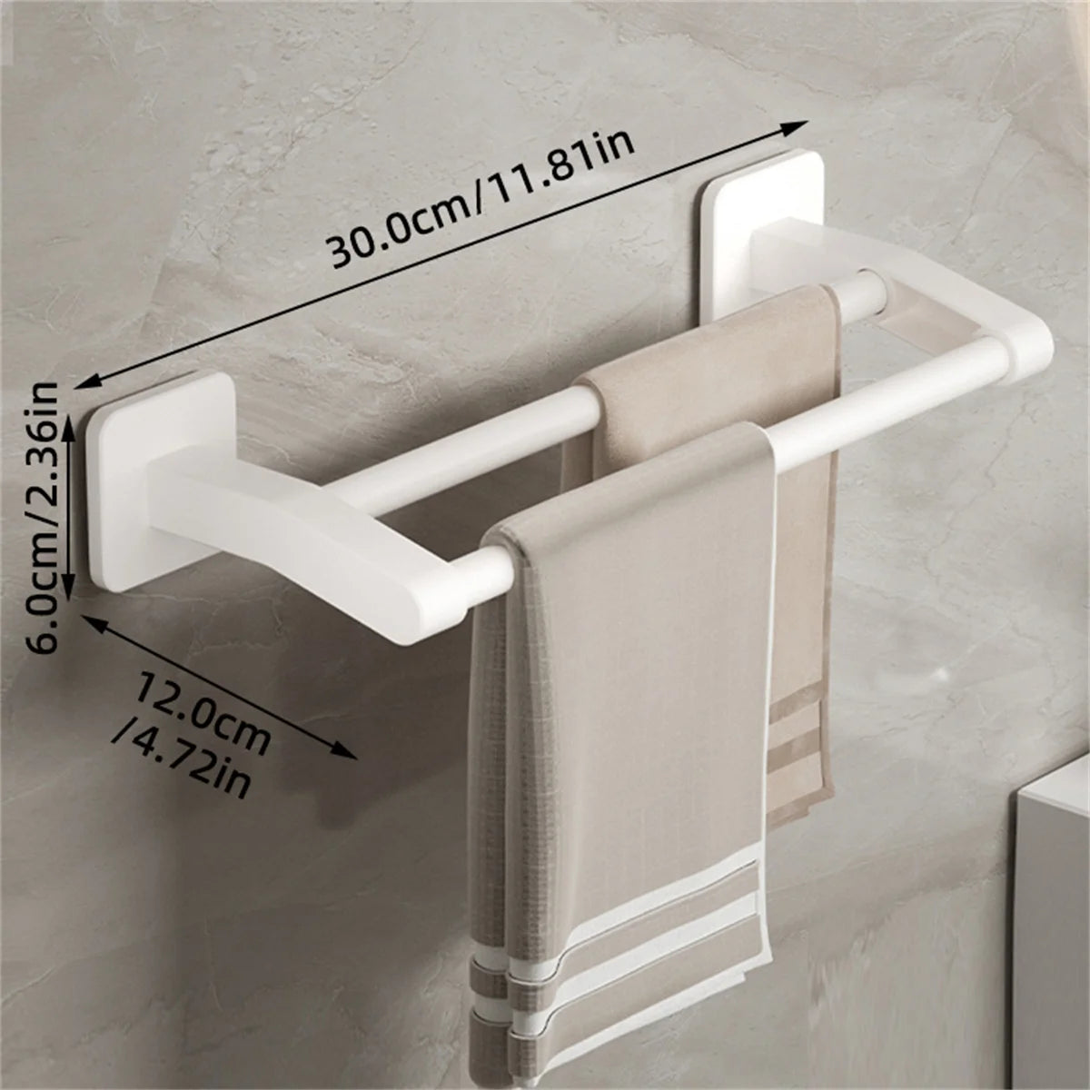 Bathroom Towel Holder White Without Drilling Bathroom Gray Towel Rack Towel Bar Self-Adhesive Bathroom Towel Rack Towel Rail