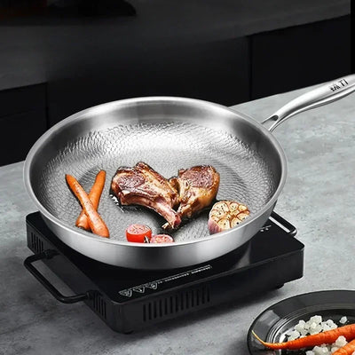 German Frying Pan Pure Titanium Pan Fish Scale Hammer Pattern Uncoated Non-stick Pan Induction Cooker Universal Steak Frying Pan