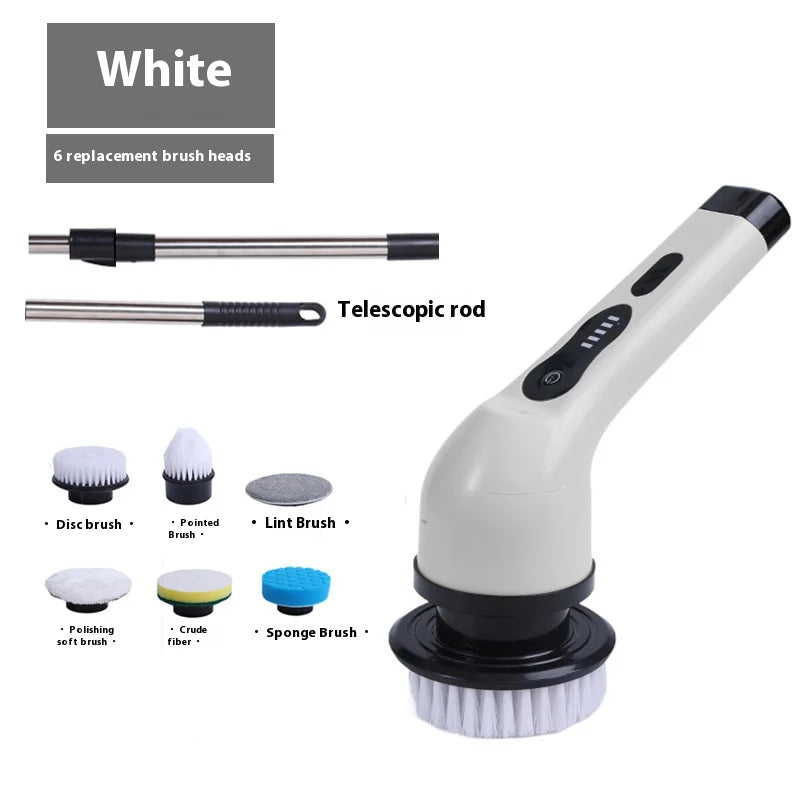 Electric Cleaning Brush 2-gear Electric Rotary Floor Scrubber Wireless Cordless 360 Adjust Extension Handle Home Cleaning Tools