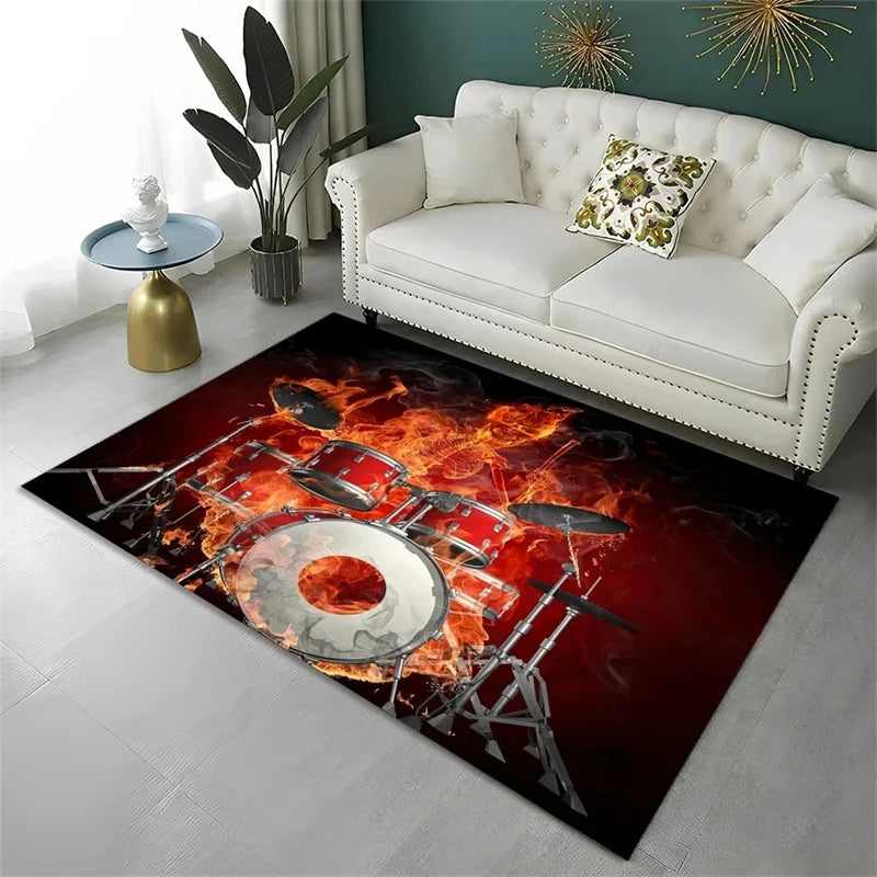 Drum Kit Carpet for Living Room Bedroom Decoration Music Instruments Area Rugs Non-slip Home Lounge Floor Mat Kitchen Doormat