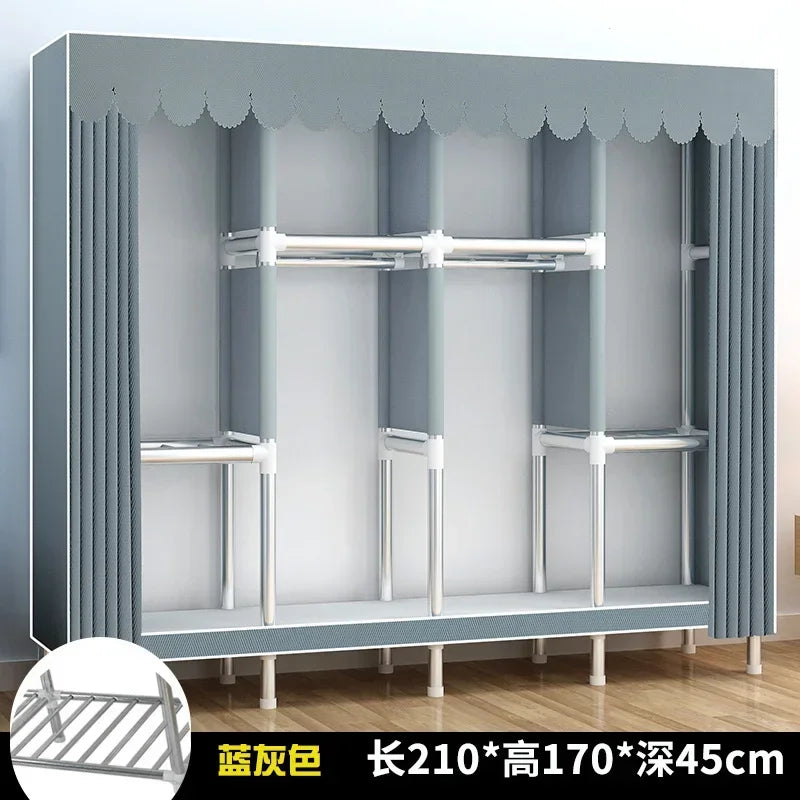 Simple Steel Frame Wardrobe  Easy Assembly, NonWoven Fabric Closet, Durable Storage Solution, Bedroom Organization