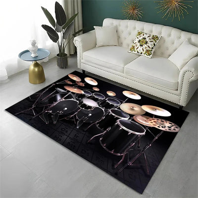 Drum Kit Carpet for Living Room Bedroom Decoration Music Instruments Area Rugs Non-slip Home Lounge Floor Mat Kitchen Doormat