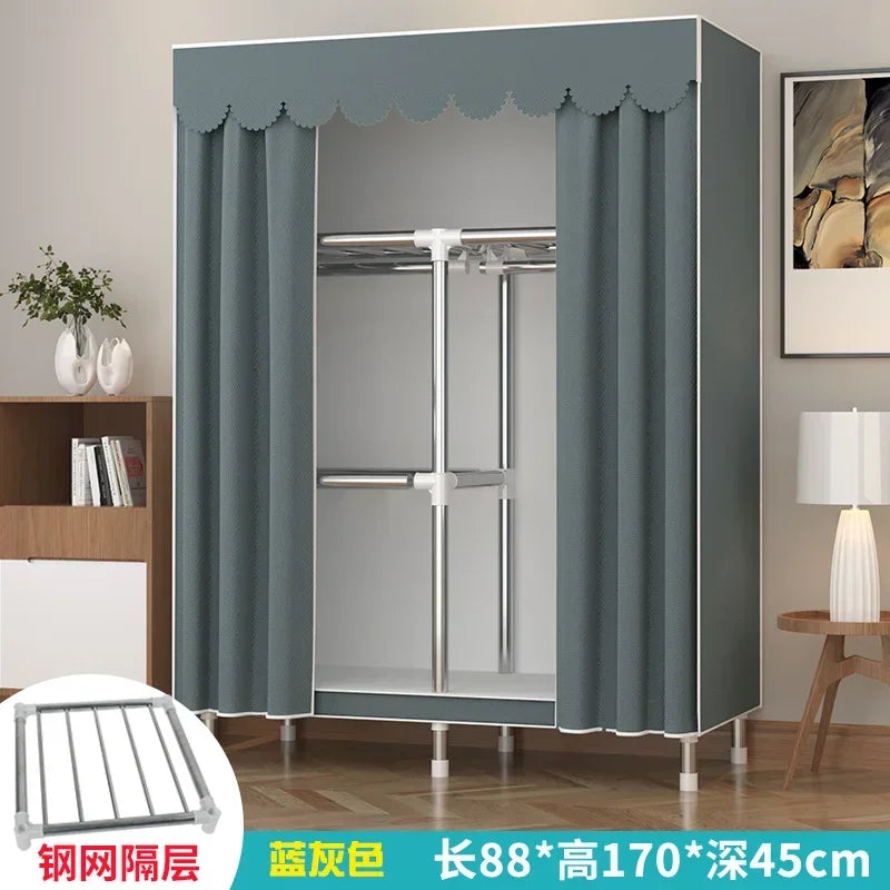 Simple Steel Frame Wardrobe  Easy Assembly, NonWoven Fabric Closet, Durable Storage Solution, Bedroom Organization