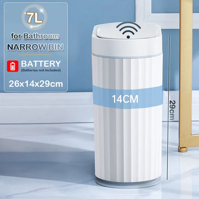 7/9L Automatic Sensor Trash Can Fashionable Roman Striped Bathroom Toilet Smart Trash Can Kitchen Induction Garbage Bin Dustbin