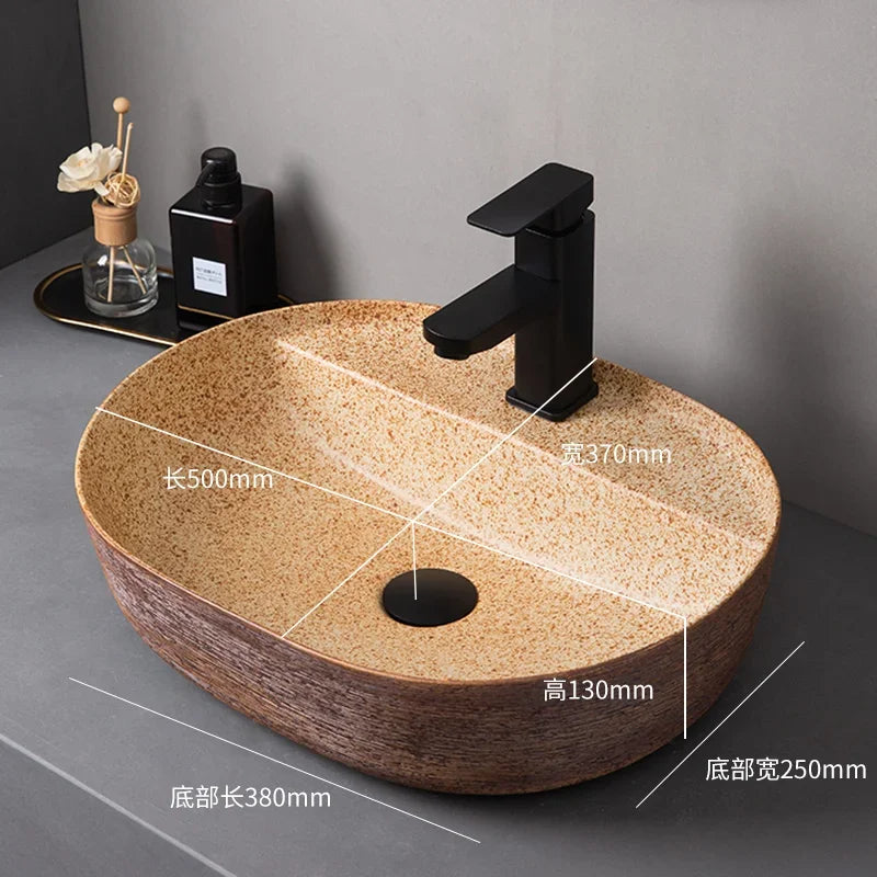 Medieval style platform basin ceramic art bathroom washing creative washbasin household washsink single