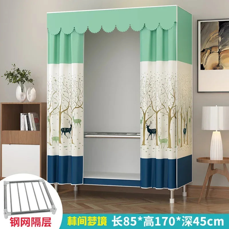 Simple Steel Frame Wardrobe  Easy Assembly, NonWoven Fabric Closet, Durable Storage Solution, Bedroom Organization