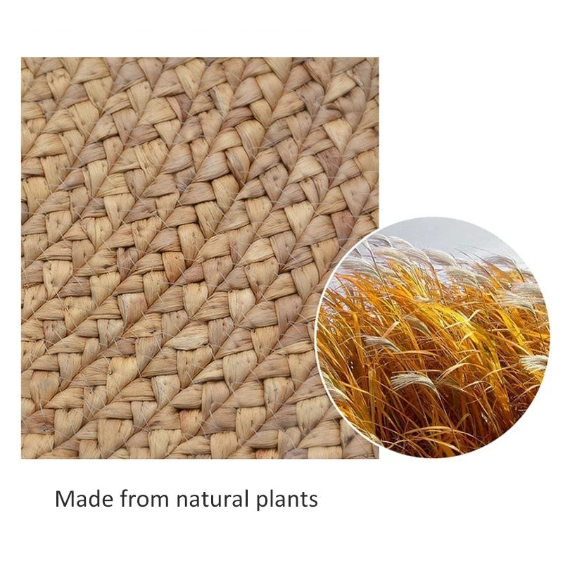 100% Woven Round Carpets Rugs for Living Room Bedroom Bulrush Natural Plant Grass Rattan Carpet Hotel Floor Mats Hand-woven