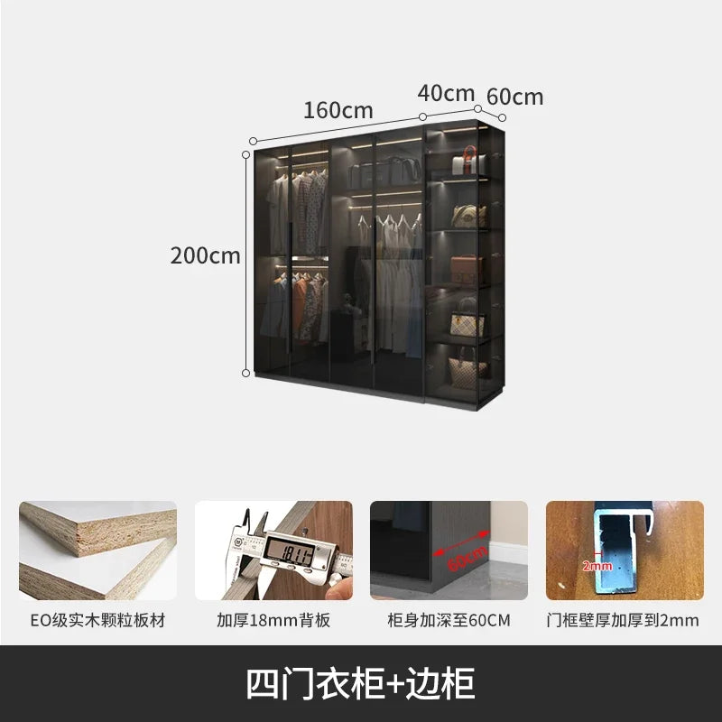 With Glass Doors Wardrobes Multilayer Luxury Storage Open Closets Wardrobes Cabinet Shelves Guarda Roupas Bedroom Furniture