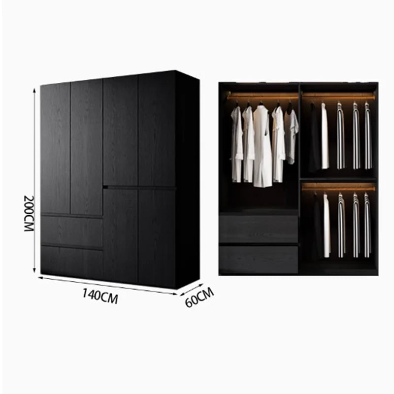 Bedroom Storage Wardrobes Sliding Clothes Black Wooden Girls Rack Cabinets Wardrobes Open Cupboard Guarda Roupa Home Furniture