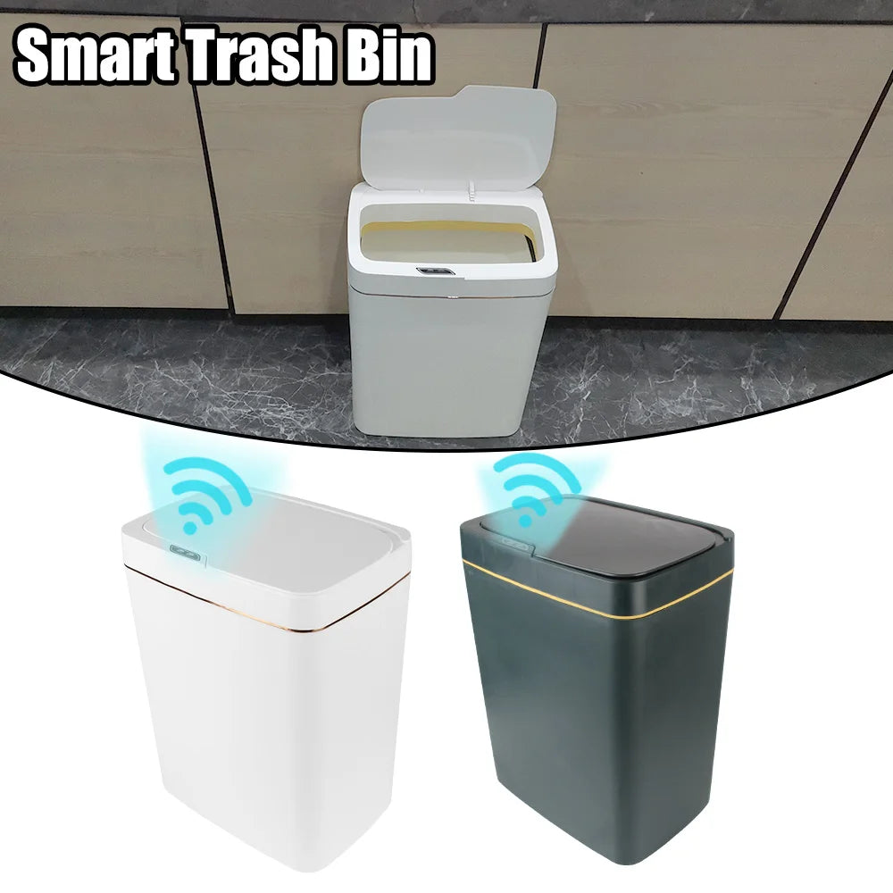 For Kitchen Bathroom Bedroom 18L Automatic Bagging Garbage Bin With Lid Smart Trash Can Touchless Smart Sensor