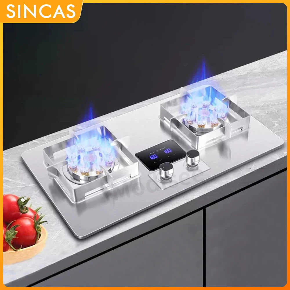 Kitchen Gas Cooktop Cookers Stove for Home Double Embedded Gas Stove Hob Gas Panels 5KW 2 Burners Liquefied Gas/Natural Gas