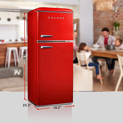 GLR46TRDER Retro Compact Refrigerator with Freezer Mini Fridge with Dual Door, Adjustable Mechanical Thermostat, 4.6 Cu Ft, Red