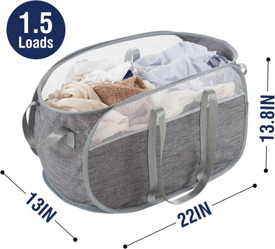 Collapsible Laundry Basket Foldable Pop Up Hamper with Reinforced Carry Handles for Laundry Bathroom Dorm or Travel