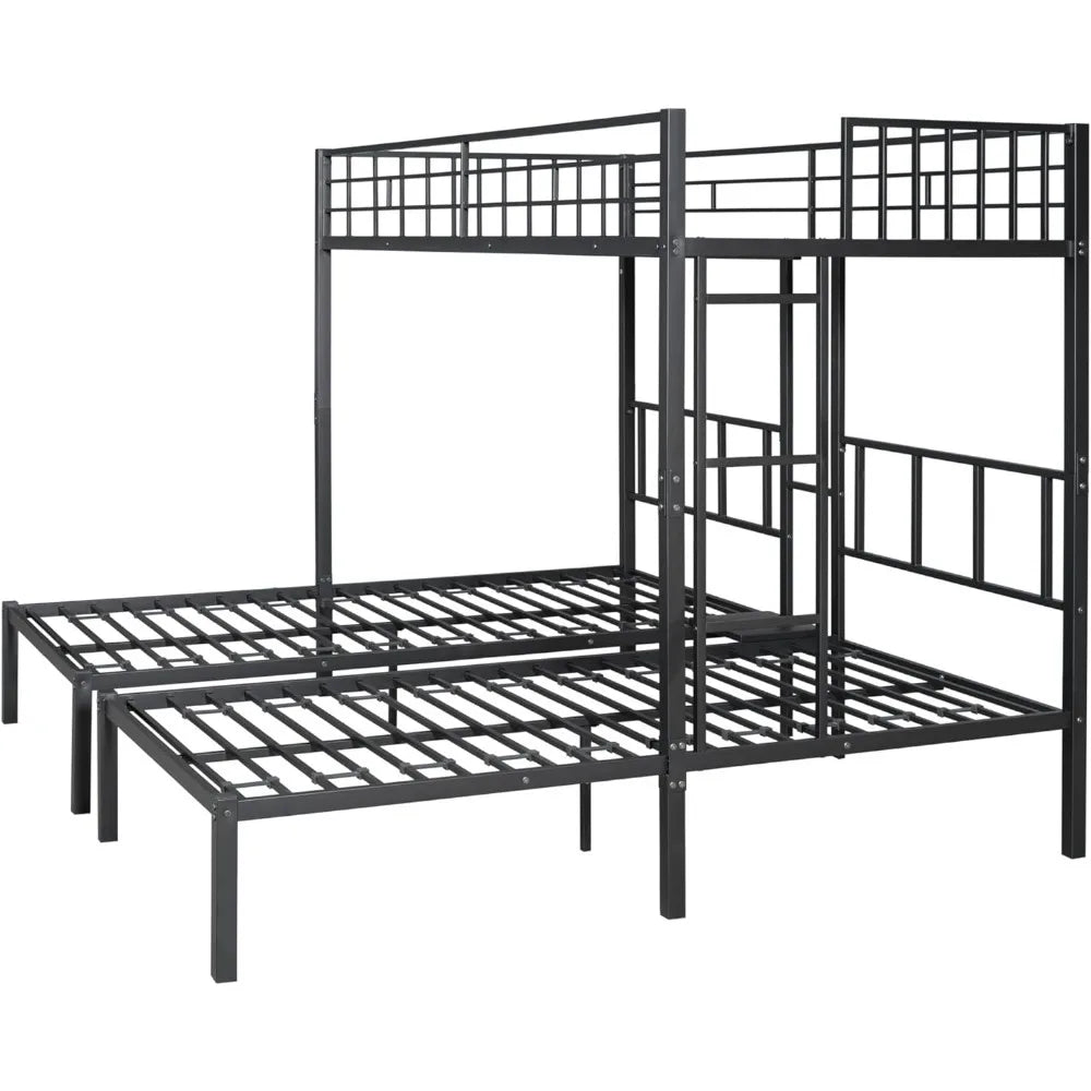 Metal Bunk Bed Separatable Twin Over Twin Triple Bunk with Slat Support No Box Spring Needed