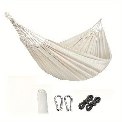 Hammock Camping Hammock 1 Person Canvas Cotton Hammock, Travel Hammock with Carrying Bag, 475 lbs Capacity, Natural