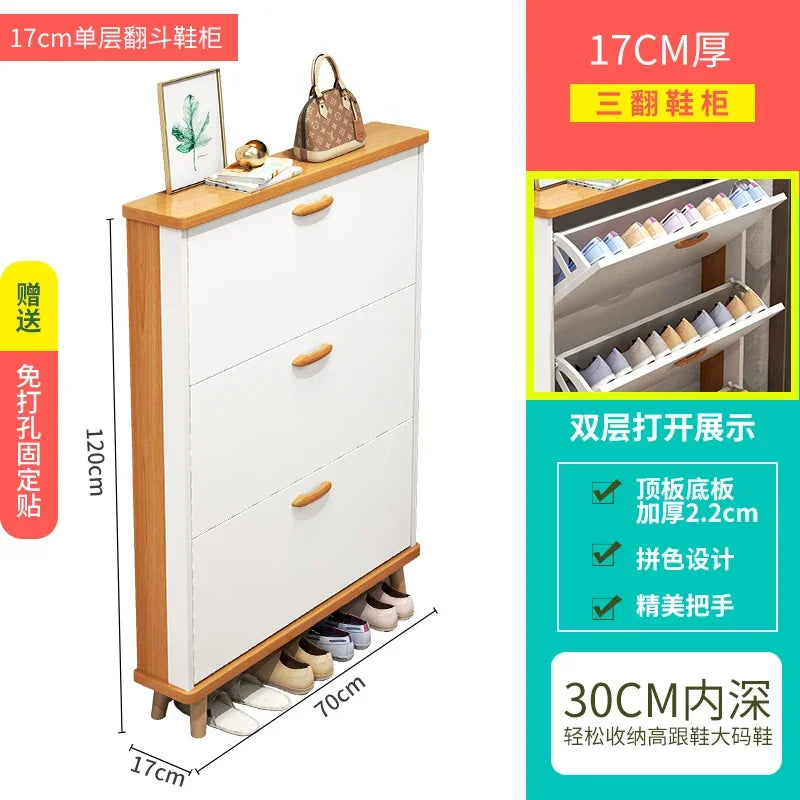 Ultra-Thin Shoe Cabinet Home Doorway Home Tilting Entrance Cabinet Shoe Rack