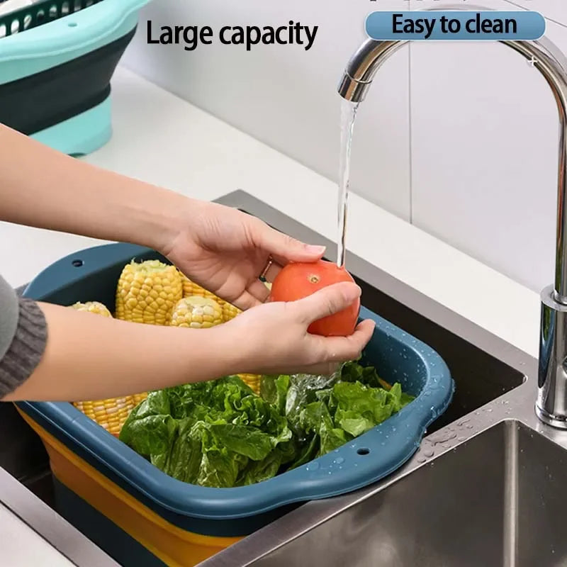 Foldable Strainer Fruit Vegetable Washing Basket Colander Dish Drainer Silicon Collapsible Drainer Kitchen Storage Tool