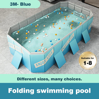 Large Swimming Pool for Family Foldable Non-Inflatable Frame Pools 1.6-3M Wear-Resistant Garden Outdoor Summer Water Games Kids