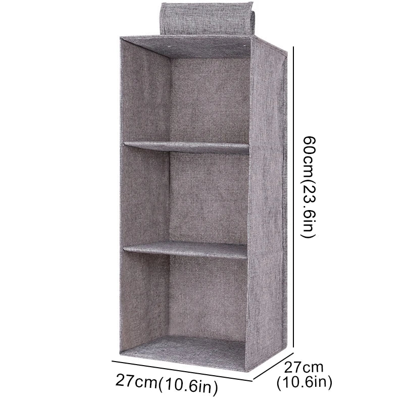 Cotton Linen Hanging Storage Bag Drawer Style Wardrobe Organizer Box Clothes Organizer Holder Collapsible Hanging Storage Shelve