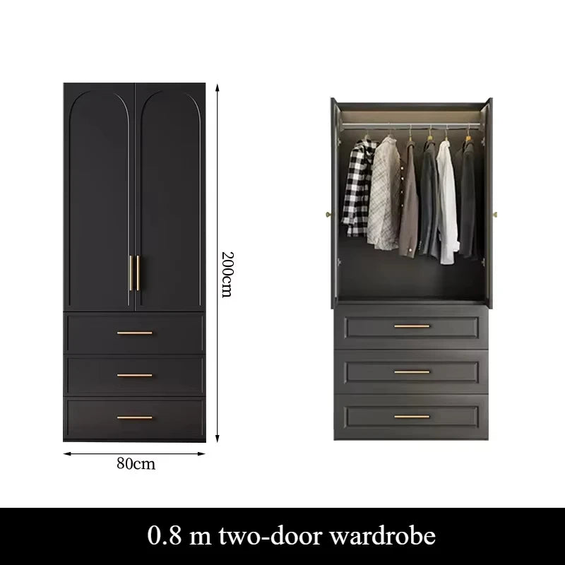 French Retro Style Black Wardrobes Storage Multilayer Cabinet Open Closets Wardrobes Bedroom Drawers Rangement Chambre Furniture