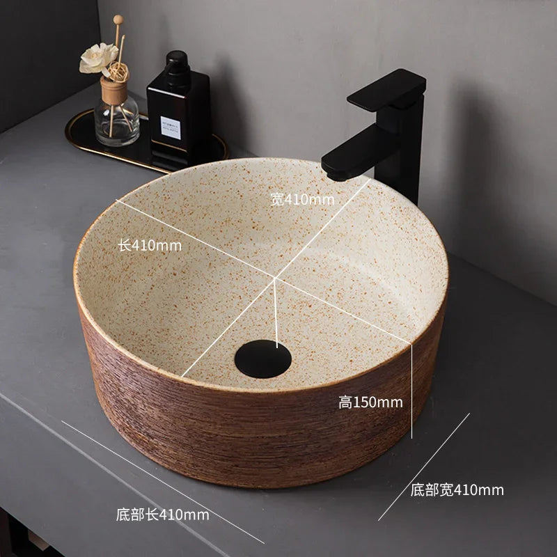 Medieval style platform basin ceramic art bathroom washing creative washbasin household washsink single